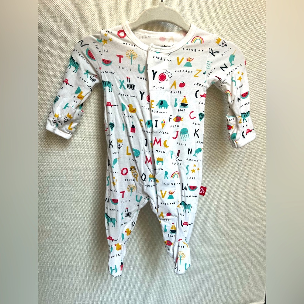 Magnetic me bamboo pajamas alphabet Preemie baby pajamasa